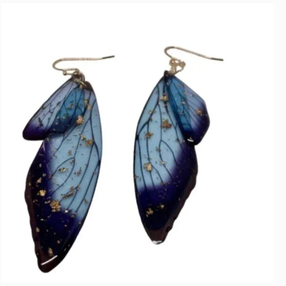 ⭐️❤️ FREE Butterfly Wing Insect Bug Peasant Shimmer Glitter Chic Vaca Earrings